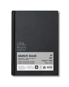 Winsor & Newton Sketchbook - Light Grain 110 GSM - A5 (14.8 cm x 21 cm or 5.8'' x 8.3'') Natural White Hardbound Journal of 80 Sheets