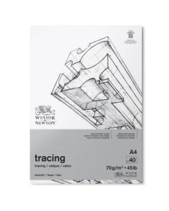 Winsor & Newton Tracing Paper - Light Grain 70 GSM - A4 (29.7 cm x 42 cm or 11.7'' x 16.5'') Transparent Short Side Glued Pad of 40 Sheets