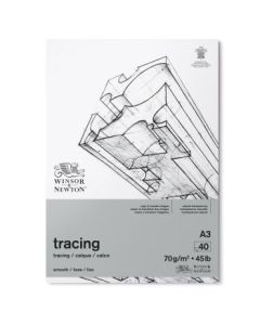 Winsor & Newton Tracing Paper - Light Grain 70 GSM - A3 (21 cm x 29.7 cm or 8.3'' x 11.7'') Transparent Short Side Glued Pad of 40 Sheets