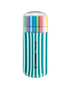 STABILO Pen 68 - Premium Colouring Felt-Tip Pen - Zebrui Pack in Turquoise - 20 Assorted Colours