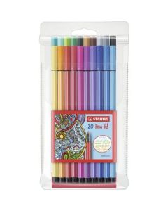 STABILO Pen 68 - Premium Colouring Felt-Tip Pen - Wallet of 20 Assorted Colours