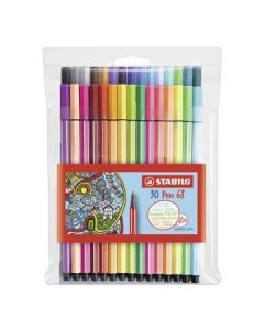 STABILO Pen 68 - Premium Colouring Felt-Tip Pen - Wallet of 30 ( 24 Assorted Colours + 6 Neon Colours )