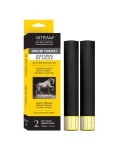 NITRAM Maxi Baton De Saule - Extra Soft - B+ - 2 Extra Soft Natural Charcoal Stick - Round - 25 mm Diameter x 15 cm