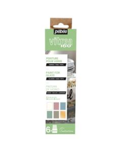 Pebeo Vitrea 160 Glossy Glass Paint - 6 x 20 ML - Initiation Pastel Set