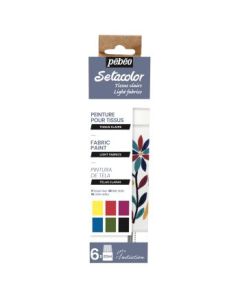 Pebeo Setacolor Light Glitter Fabrics - Assorted 6 x 20 ML - Initiation Set