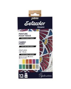 Pebeo Setacolor Shimmer Fabric Paint - Assorted Set 12 x 20 ML - Exploration Set