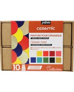 Pebeo Ceramic Mixed Media Paint - 10 x 45 ML - Assorted Collection Case