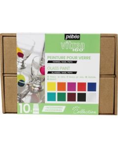 Pebeo Vitrea 160 Glossy Glass Paint - 10 x 45 ML - Collection Case - Set 1