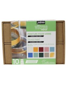 Pebeo Vitrea 160 Glossy Glass Paint - 10 x 45 ML - Collection Case - Set 2