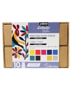 Pebeo Setacolor Light Fabric Paint - Assorted 10 x 45 ML - Collection Case