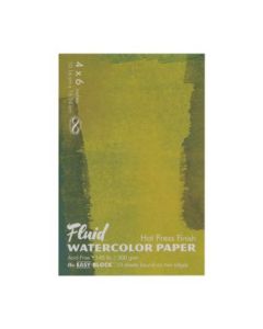 Speedball Fluid Watercolour Paper - Hot Press 300 GSM - 10.16 cm x 15.24 cm or 4" x 6" Glued 2 Side Easy Block of 15 Sheets