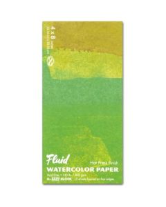 Speedball Fluid Watercolour Paper - Hot Press 300 GSM - 10.16 cm x 20.32 cm or 4" x 8" Glued 2 Side Easy Block of 15 Sheets