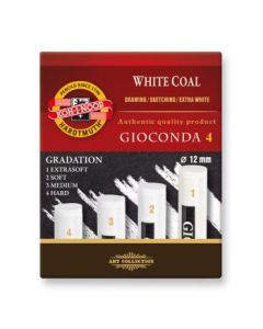 Koh-I-Noor Gioconda Artists' Artificial Drawing Extra Charcoal - White Assorted - Pack of 4