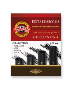 Koh-I-Noor Gioconda Artists' Artificial Drawing Extra Charcoal - Black Assorted - Pack of 4