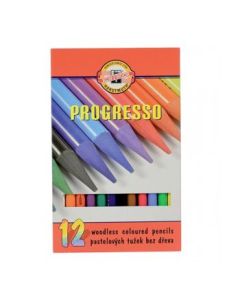 Koh-I-Noor Progresso Woodless Artist's Coloured Pencils - Set of 12 Assorted Colours