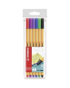 Stabilo Point 88 - Fineliner Pens - Wallet of 6 Assorted Colours