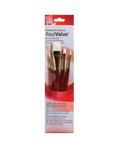 Princeton Real Value Brush Set of 4 - Sythetic - White Taklon - Round 2, Shader 4 & 8, Wash 3/4 - Short handle