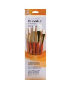 Princeton Real Value Brush Set of 5 - Synthetic Hair - White Taklon - Round 2, 8 & 12, Stroke 3/4, Wash 1/2 - Short handle