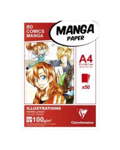 Clairefontaine - Fine Art Manga Illustration - Glued - Layout Paper Pad - A4 (210 mm x 297 mm or 8.3" x 11.7") White Smooth Surface - 100 GSM - Pad of 50 Sheets