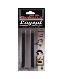 General's Layout Compressed Graphite Stick - Extra Black - Blister Pack of 2