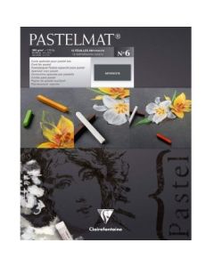 Clairefontaine PastelMat - N6 - Glue Bound - A4+ (24 cm x 30 cm or 9.5" x 12") Pad - 360 GSM - Pad of 12 Anthracite / Black Sheets