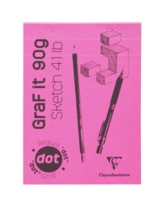 Clairefontaine - Fine Art GraF IT - Glued - Dot Grid Pad - A5 (148 mm x 210 mm or 5.8" x 8.3") White Matt Surface - 90 GSM - Pad of 80 Sheets