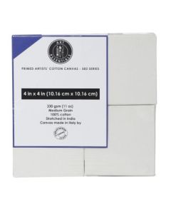 Art Essentials Primed Artists' Stretched Cotton Canvas - 502 Series - Medium Grain - 330 GSM / 11 Oz - 10.16 x 10.16 cm OR 4" x 4" Pack of 4