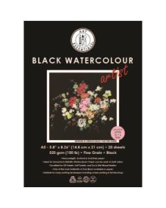 Art Essentials Black Artist Watercolour Paper - Fine Grain 320 GSM - A5 - Polypack of 20 + 4 Free Sheets