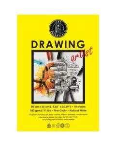 Art Essentials Drawing Artist (50 cm x 65 cm) Natural White Fine Grain 180 GSM Paper, Polypack of 10 Sheets