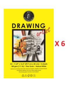 Art Essentials Drawing Artist A3 (29.7 cm x 42 cm) Natural White Fine Grain 180 GSM Paper, Polypack of 30 Sheets