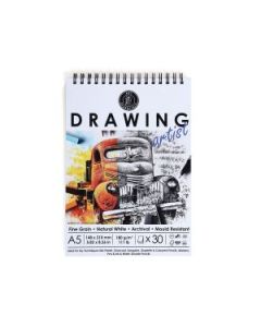 Art Essentials Drawing Artist A5 (14.8 cm x 21 cm) Natural White Fine Grain 180 GSM Paper Short- Side Glued, Spiral Pad of 30 Sheets