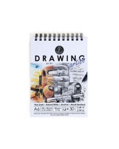 Art Essentials Drawing Artist A6 (10.5 cm x 14.8 cm) Natural White Fine Grain 180 GSM Paper Short- Side Glued, Spiral Pad of 30 Sheets