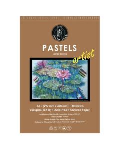 Art Essentials Grey Mont Artist Pastel Paper - 250 GSM Laid Texture - A3 - Pad of 20 Sheets