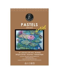 Art Essentials Grey Mont Artist Pastel Paper - 250 GSM Laid Texture - A4 - Pad of 20 Sheets