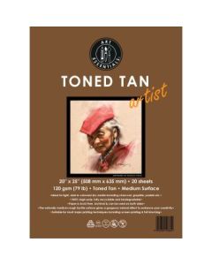 Art Essentials Toned Tan Artist Sketching Paper - Medium Surface 120 GSM - 50.8 x 63.5 cm or 20 x 25" - Pack of 20 Sheets