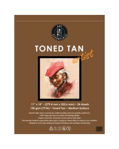 Art Essentials Toned Tan Artist Sketching Paper - Medium Surface 120 GSM - 27.9 x 35.5 cm or 11 x 14" - Pad of 24 Sheets