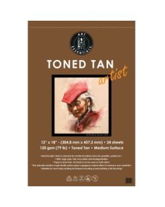 Art Essentials Toned Tan Artist Sketching Paper - Medium Surface 120 GSM - 30.4 x 45.7 cm or 12 x 18" - Pad of 24 Sheets