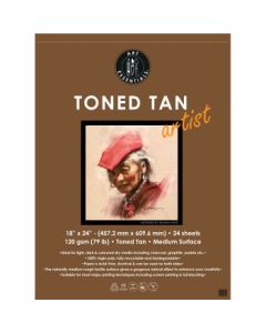 Art Essentials Toned Tan Artist Sketching Paper - Medium Surface 120 GSM - 45.7 x 60.9 cm or 18 x 24" - Pad of 24 Sheets