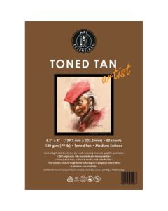 Art Essentials Toned Tan Artist Sketching Paper - Medium Surface 120 GSM - 13.9 x 20.3 cm or 5.5 x 8" - Pad of 50 Sheets