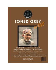 Art Essentials Toned Grey Artist Sketching Paper - Medium Surface 120 GSM - 50.8 x 63.5 cm or 20 x 25" - Pack of 20 Sheets