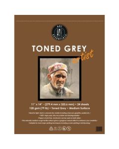 Art Essentials Toned Grey Artist Sketching Paper - Medium Surface 120 GSM - 27.9 x 35.5 cm or 11 x 14" - Pad of 24 Sheets