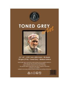 Art Essentials Toned Grey Artist Sketching Paper - Medium Surface 120 GSM - 13.9 x 20.3 cm or 5.5 x 8" - Pad of 50 Sheets