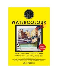 Art Essentials Watercolour Artist Imperial (56 cm x 76 cm) Natural White Fine Grain / Cold Press 300 GSM 100% Cotton Paper, Polypack of 10 Sheets