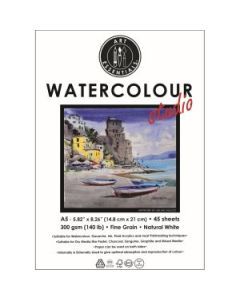 Art Essentials Watercolour Studio A5 (14.8 cm x 21 cm) Natural White Cold Press / Medium Surface 300 GSM Paper, Polypack of 45 Sheets