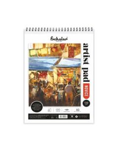 Scholar Artists' Pad Novice - A3 (29.7 cm x 42 cm or 11.7 in x 16.5 in) Natural White Smooth 130 GSM, Spiral Pad of 25 Sheets