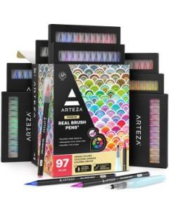 Arteza Premium Real Brush Pens - Water-Based Ink / Blendable - Assorted Set of 96