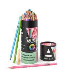 Arteza Classic Coloured Pencils - Triangular Shape - Rich & Vibrant - Assorted Set of 48