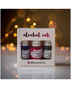 Beyond Inks - Alcohol Ink Pack # 3 - Bottle of 20 ML - Crimson, Shadow & Indigo