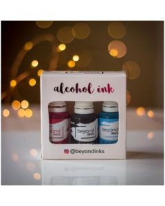 Beyond Inks - Alcohol Ink Pack # 4 - Bottle of 20 ML - Sky, Strawberry & Jet Black