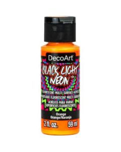 DecoArt Black Light Neons - Multi Surface Acrylic Paint - 59 ML (2 Oz) Bottle - Orange (02)